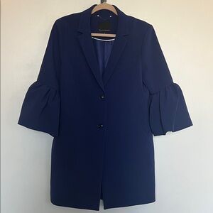 Banana Republic Blue Blazer with Ruffle Sleeves